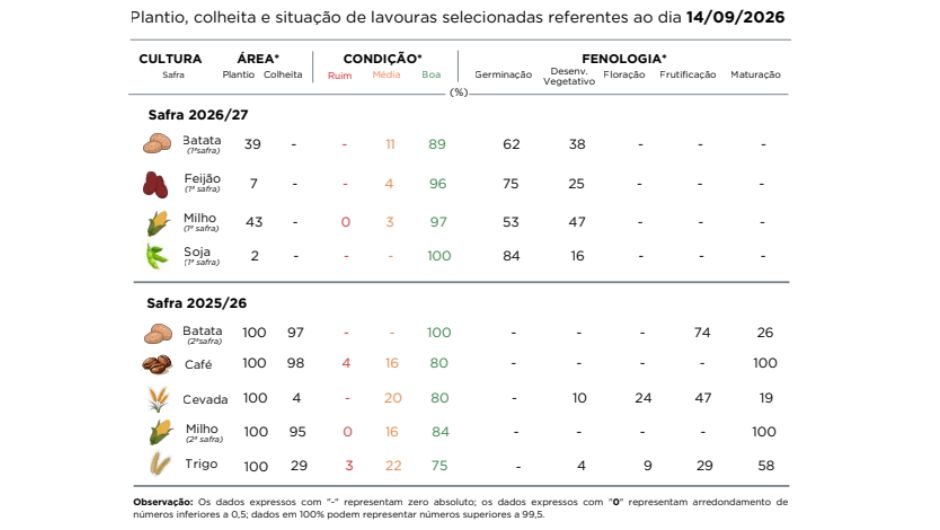 PR Safra 2026/27: chuva afeta avanço das lavouras