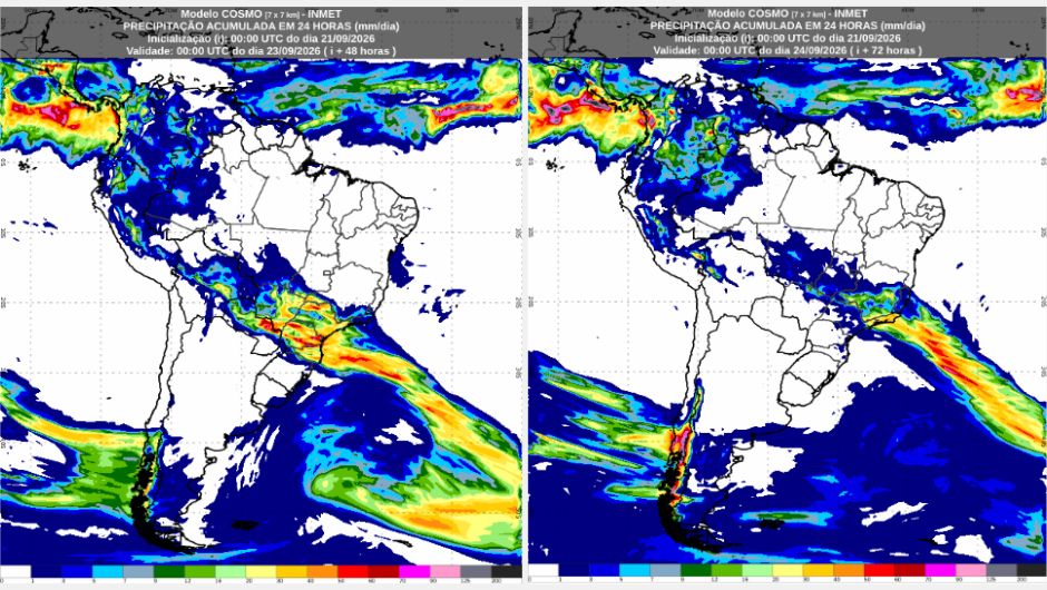 Inmet: previsão do tempo para terça (22/9) e quarta-feira (23/9)