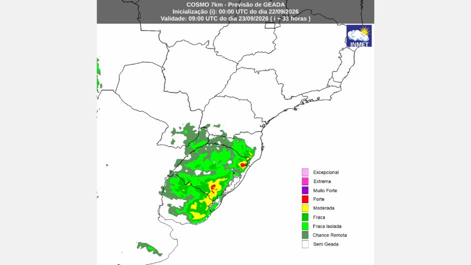Inmet: previsão do tempo para quarta (23/9) e quinta-feira (24/9)