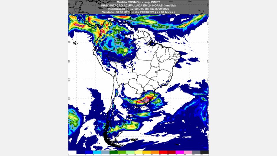 Inmet: previsão do tempo até segunda-feira (28/9)