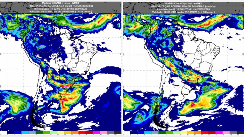 Inmet: previsão do tempo para terça (29/9) e quarta-feira (30/9)