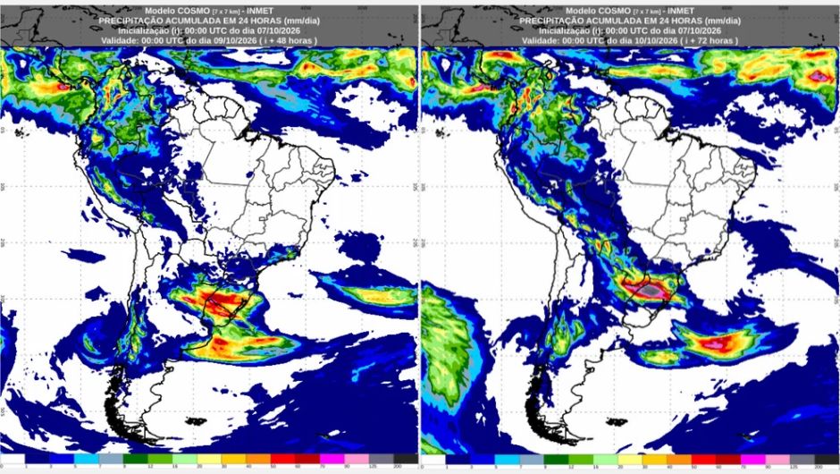 Inmet: previsão do tempo para quinta (8/10) e sexta-feira (9/10)