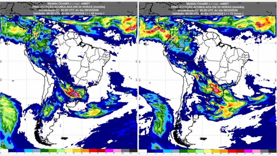 Inmet: previsão do tempo para sexta-feira (9/10) e sábado (10/10)