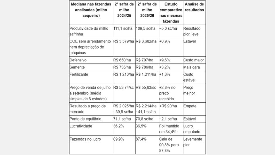 Milho safrinha mantém margem de lucro em 2025/26, diz Aegro