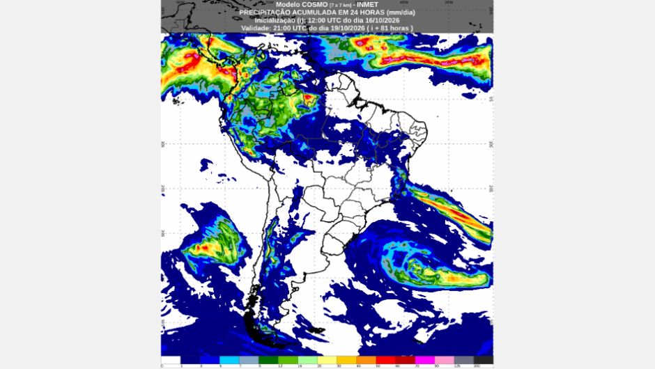 Inmet: previsão do tempo até segunda-feira (19/10)