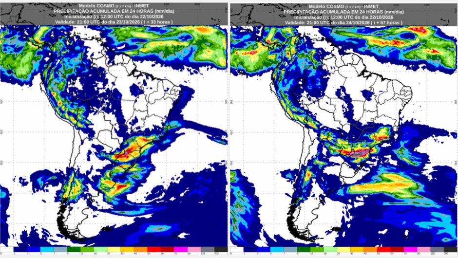 Inmet: previsão do tempo para sexta-feira (23/10) e sábado (24/10)