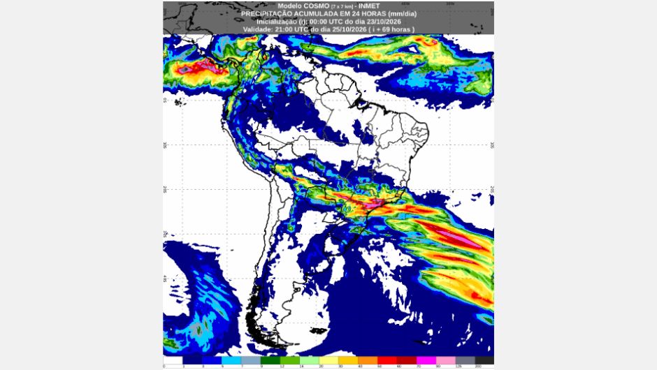 Inmet: previsão do tempo até segunda-feira (26/10)