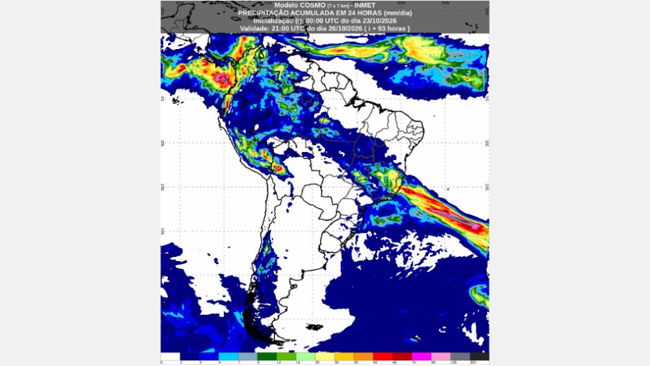 Inmet: previsão do tempo até segunda-feira (26/10)