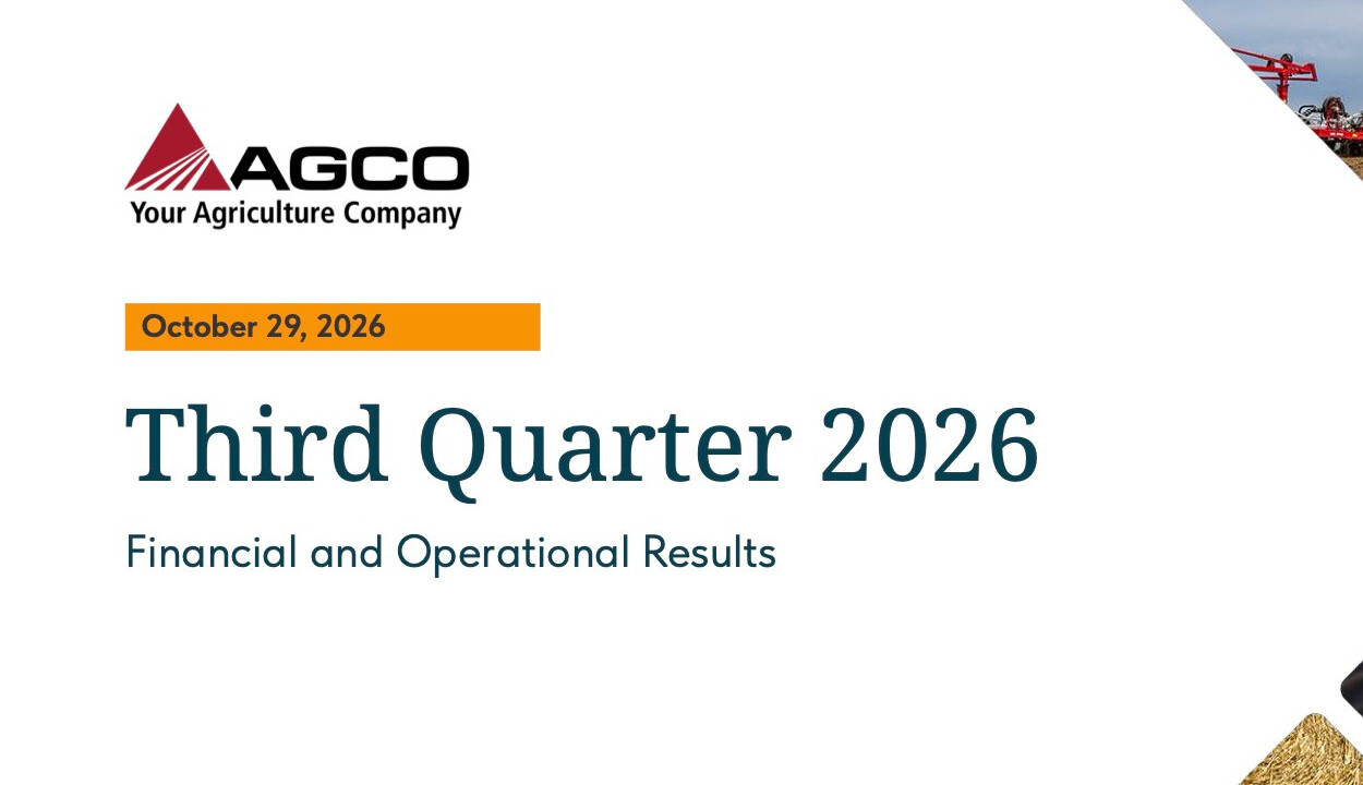 AGCO divulga resultados do terceiro trimestre de 2026