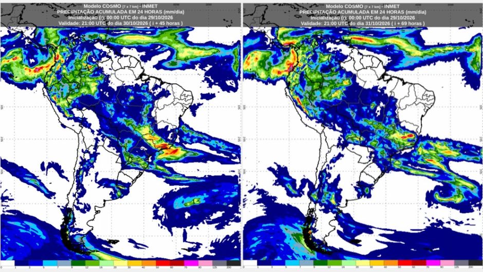 Inmet: previsão do tempo até segunda-feira (2/11)