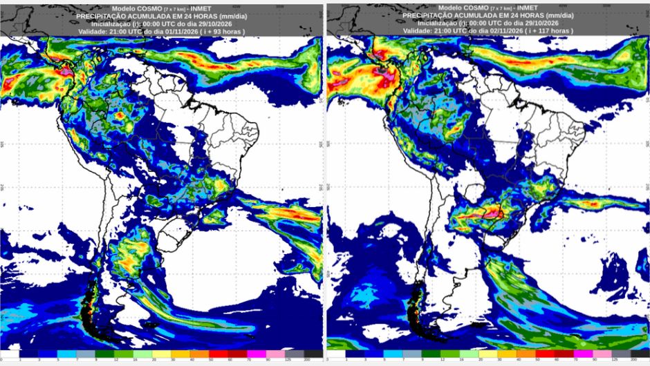 Inmet: previsão do tempo até segunda-feira (2/11)